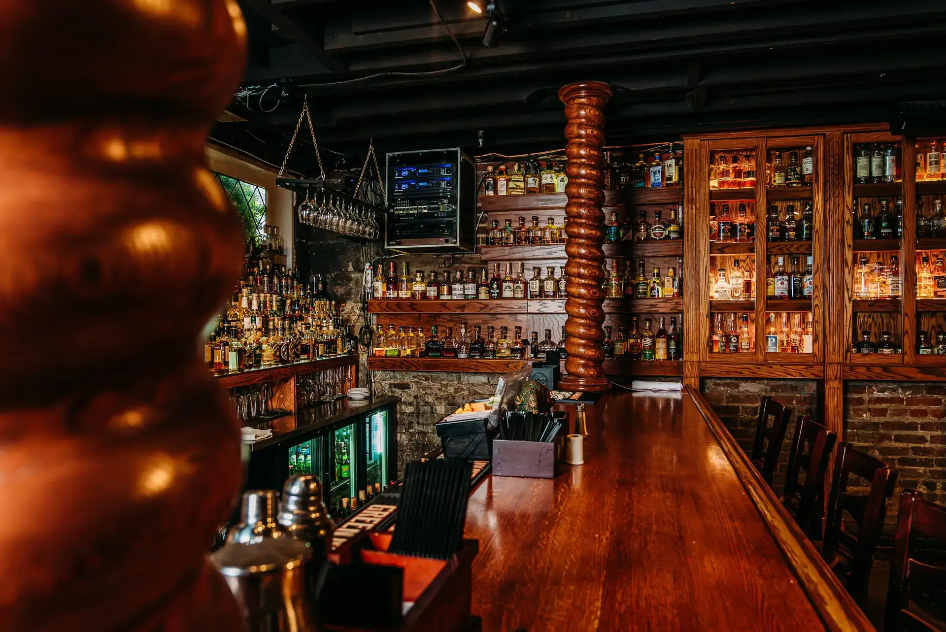 Spirits, the bourbon bar on the lower level of The Miller House
